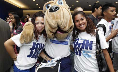 Bloodhound with two students